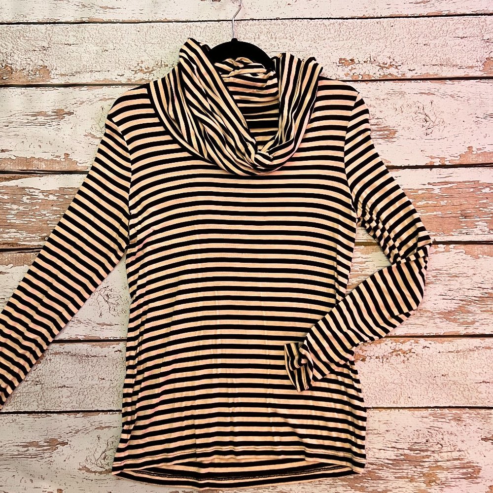 H&M Funnel Neck Striped Long Sleeve Top